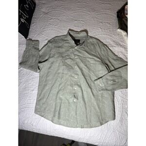 Jos. A. Bank Reserve 100% Linen Size XL Long Sleeve Button‎ Down Shirt Green